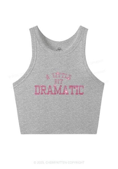 Rhinestone A Little Bit Dramatic Y2K Crop Tank Top Cherrykitten