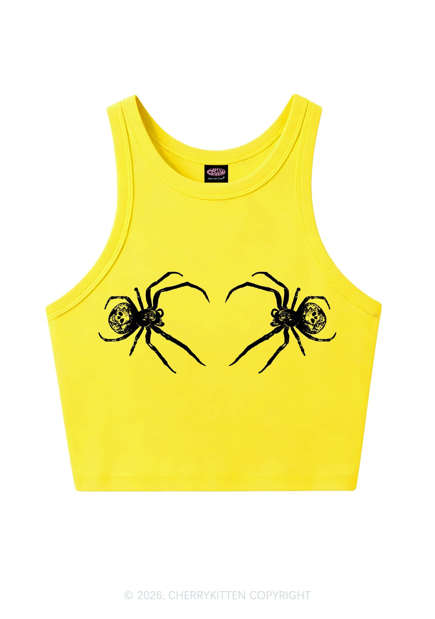 Skull Spider Y2K Crop Tank Top Cherrykitten