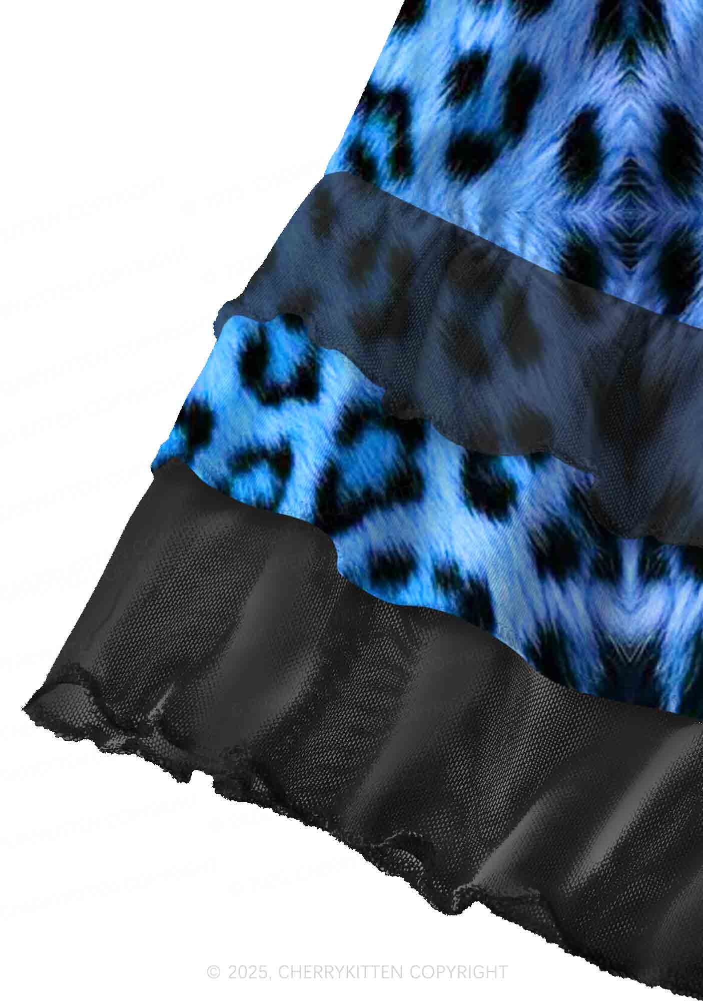 Blue Leopard Y2K Print Mini Layered Skirt Cherrykitten