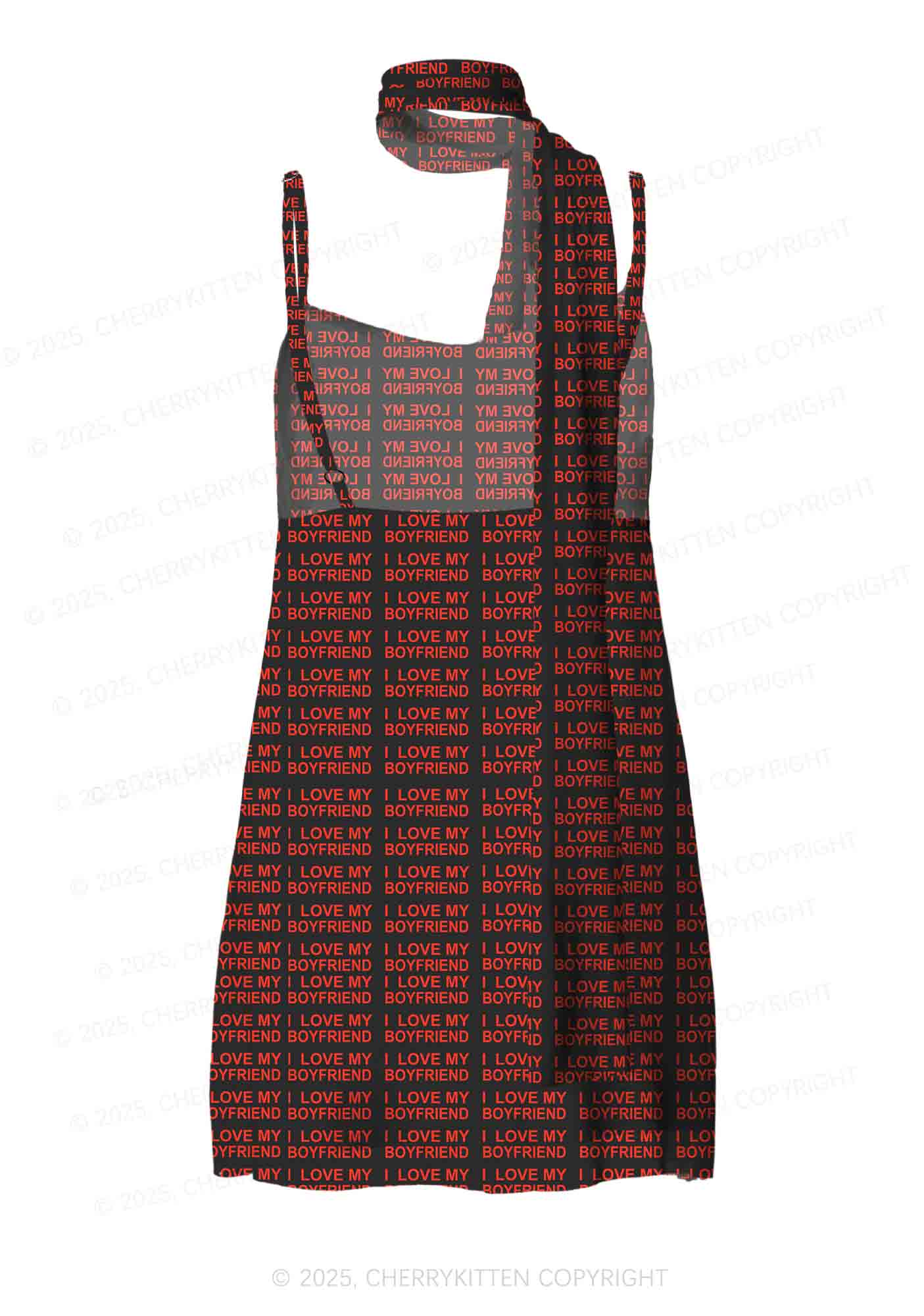 I Love My Boyfriend Y2K Mesh Slip Dress Cherrykitten