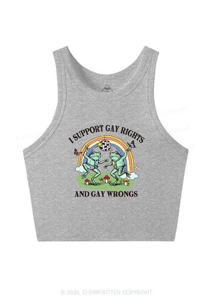 I Support Gay Rights Disco Frogs Y2K Crop Tank Top Cherrykitten