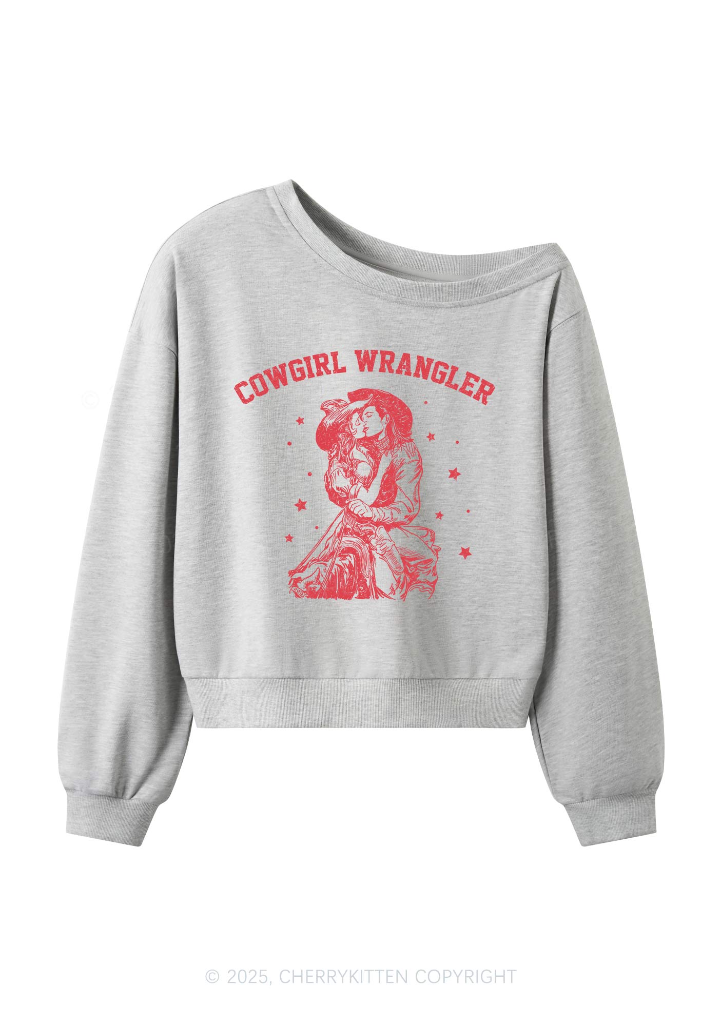 Cowgirl Wrangler Pride Y2K Off Shoulder Sweatshirts Cherrykitten