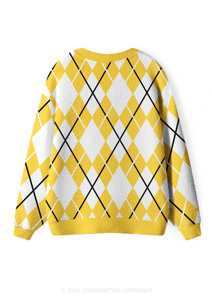 Yellow Cats Friend Y2K Christmas Cardigan Knit Sweatshirt Cherrykitten