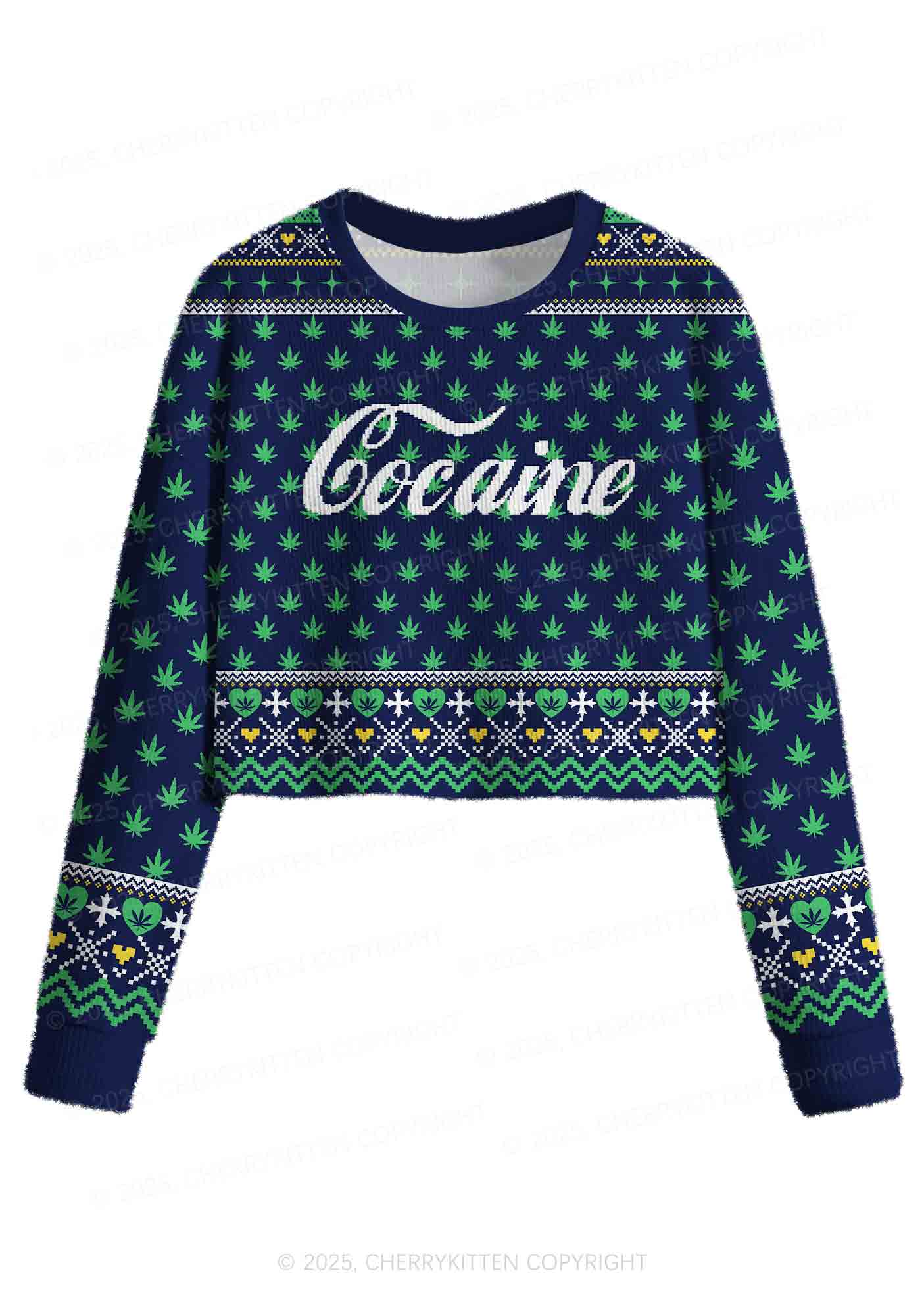 Special Cola Y2K Christmas Crop Knit Sweatshirt Cherrykitten