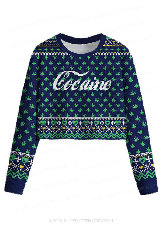 Special Cola Y2K Christmas Crop Knit Sweatshirt Cherrykitten