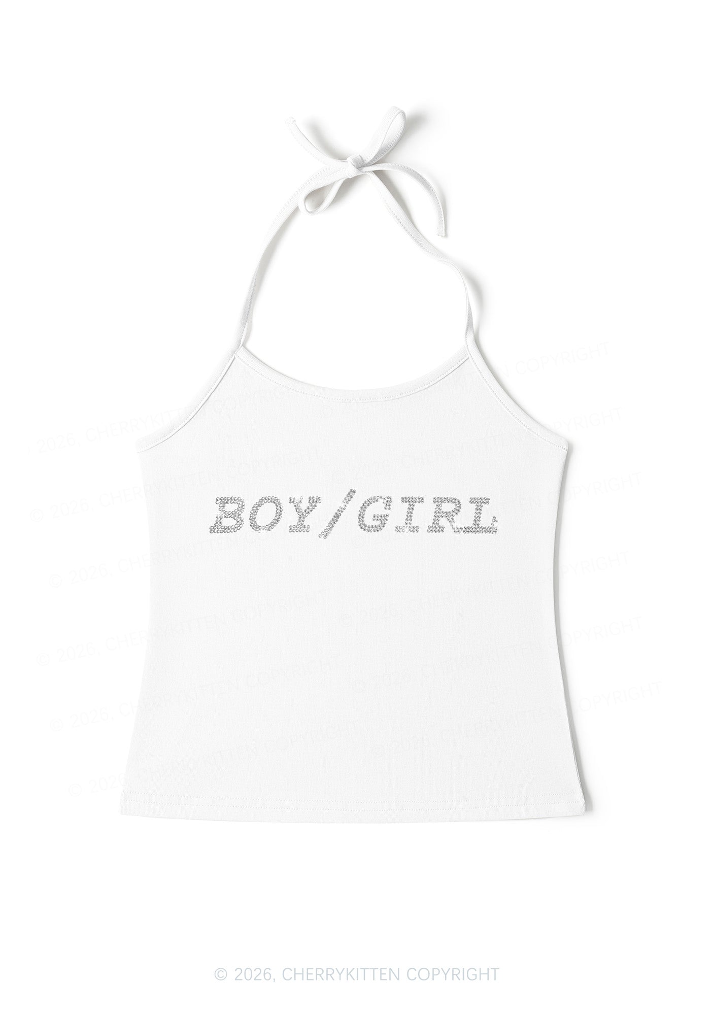 Rhinestone Boy Or Girl Pride Y2K Halter Neck Cami Cherrykitten