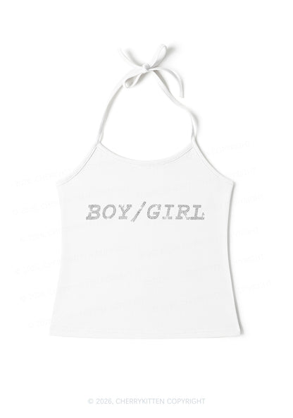 Rhinestone Boy Or Girl Pride Y2K Halter Neck Cami Cherrykitten