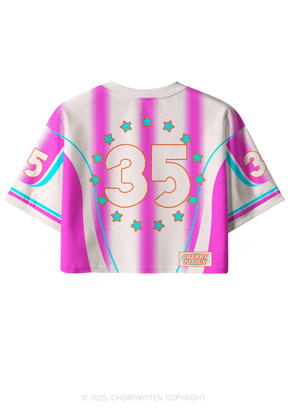 Custom Name Retro Pink Y2K Crop Sport Jersey Shirts Cherrykitten