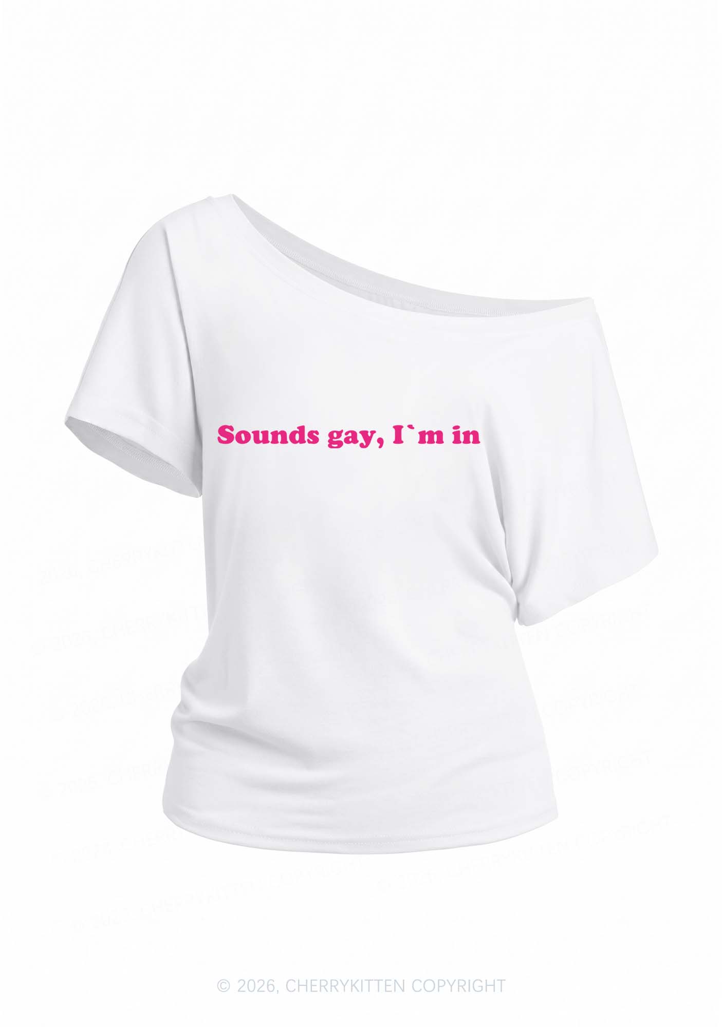 Sounds Gay Pride Y2K Off Shoulder Tee Cherrykitten