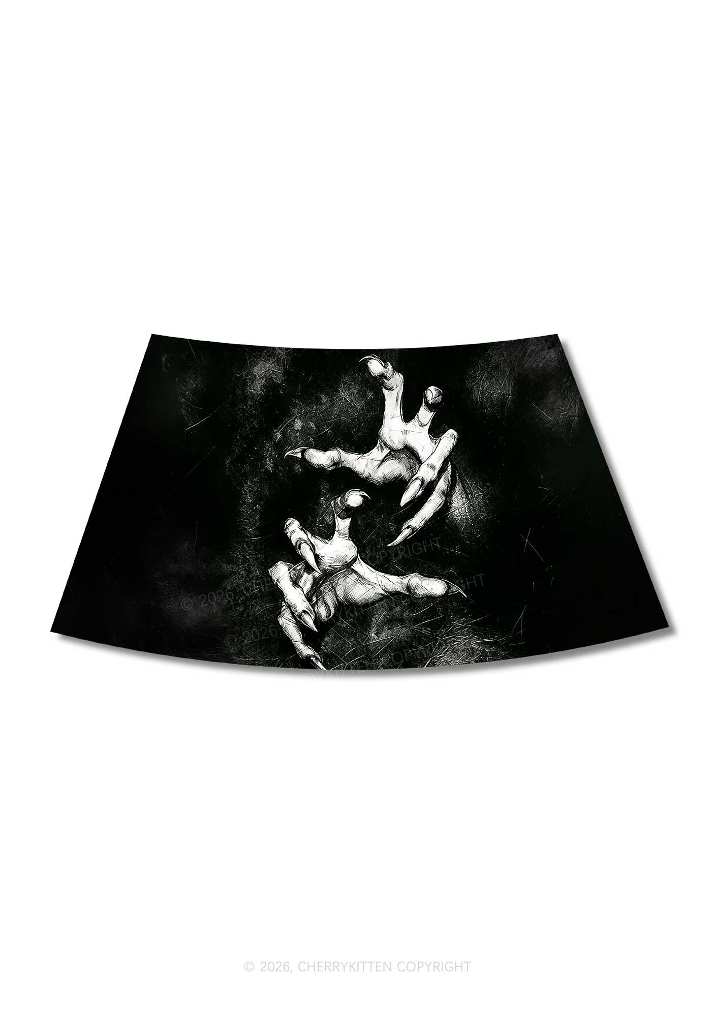 Halloween Black Demon Claws Y2K Print Mini Skirt Cherrykitten