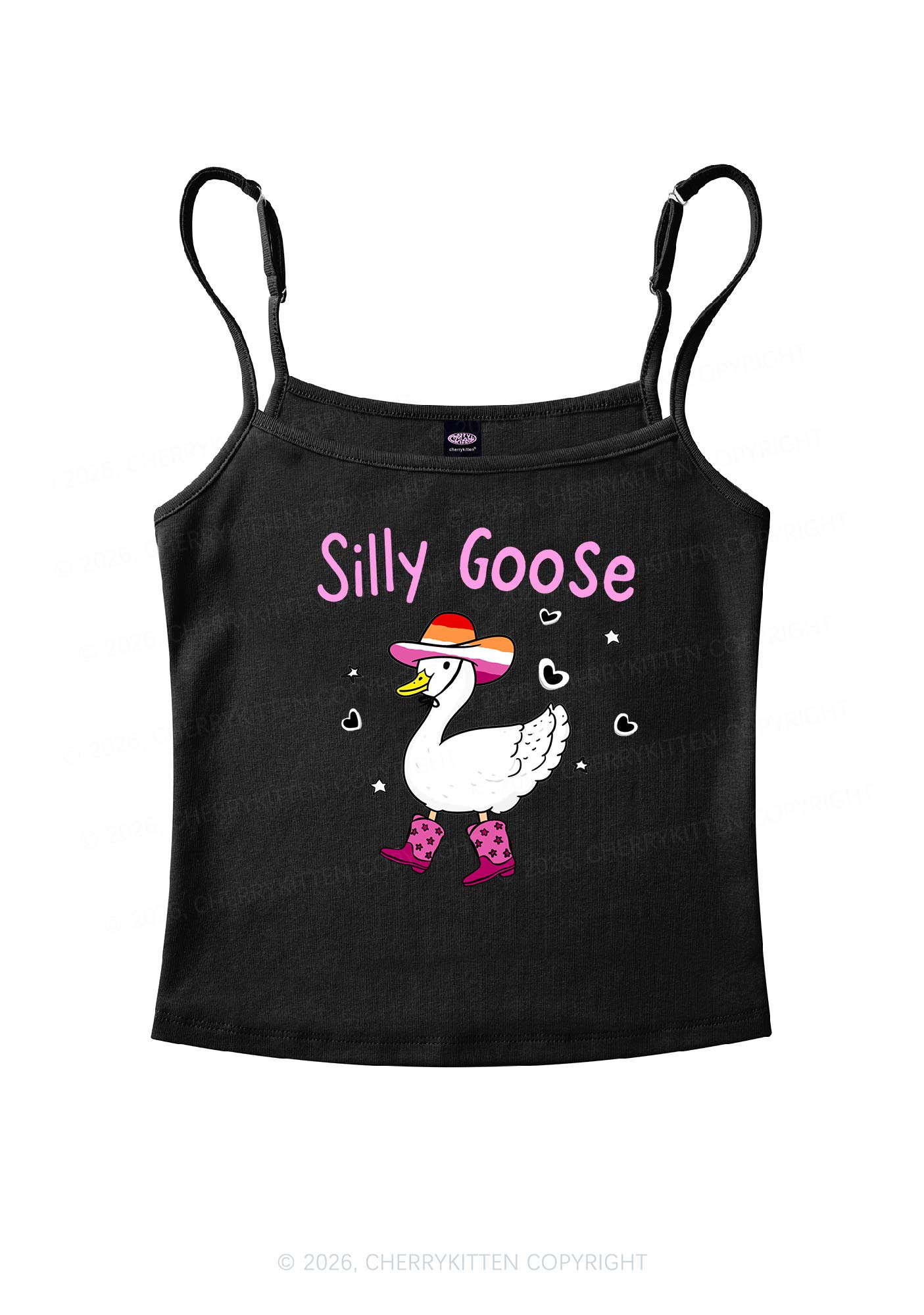 Silly Goose Lesbian Pride Y2K Spaghetti Strap Cami Cherrykitten