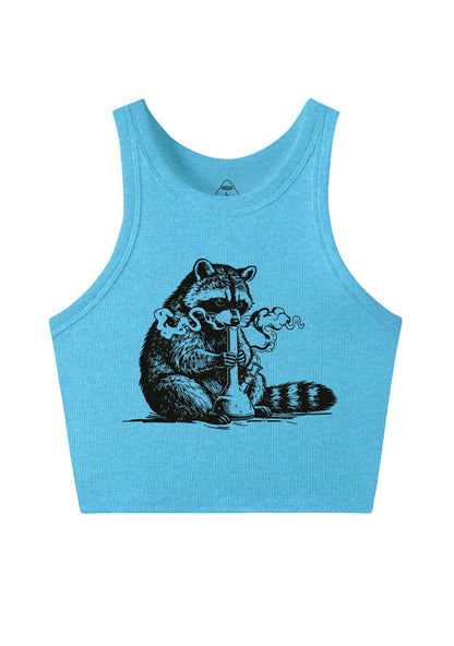 Stoned Raccoon Y2K Crop Tank Top Cherrykitten