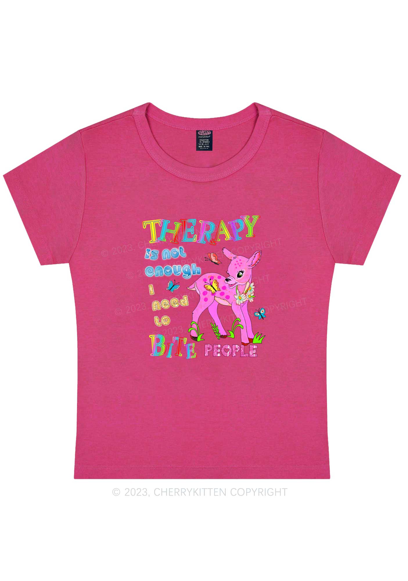 Curvy Therapy Is Not Enough Y2K Baby Tee Cherrykitten