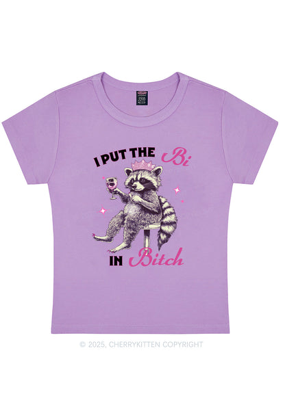 Curvy Bi Bxxch Raccoon Pride Y2K Baby Tee Cherrykitten