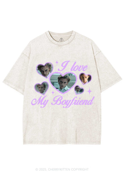 Love My Boyfriend Number One Y2K Shirts Washed Tee Cherrykitten