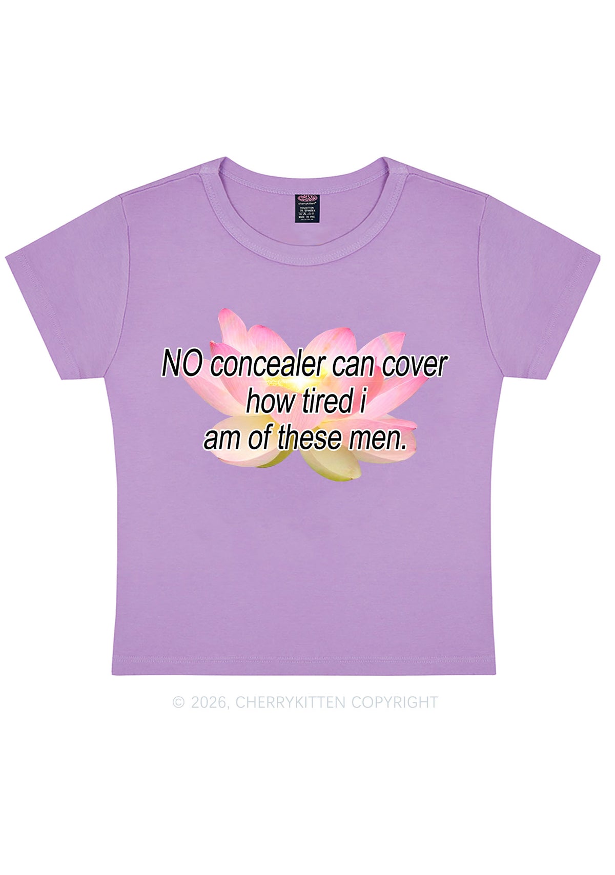 No Concealer Can Cover Men Y2K Baby Tee Cherrykitten