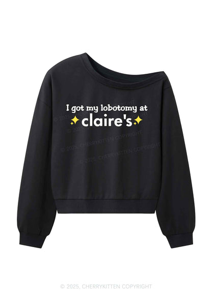 I Got My Lobotomy At Claires Y2K Off Shoulder Sweatshirts Cherrykitten