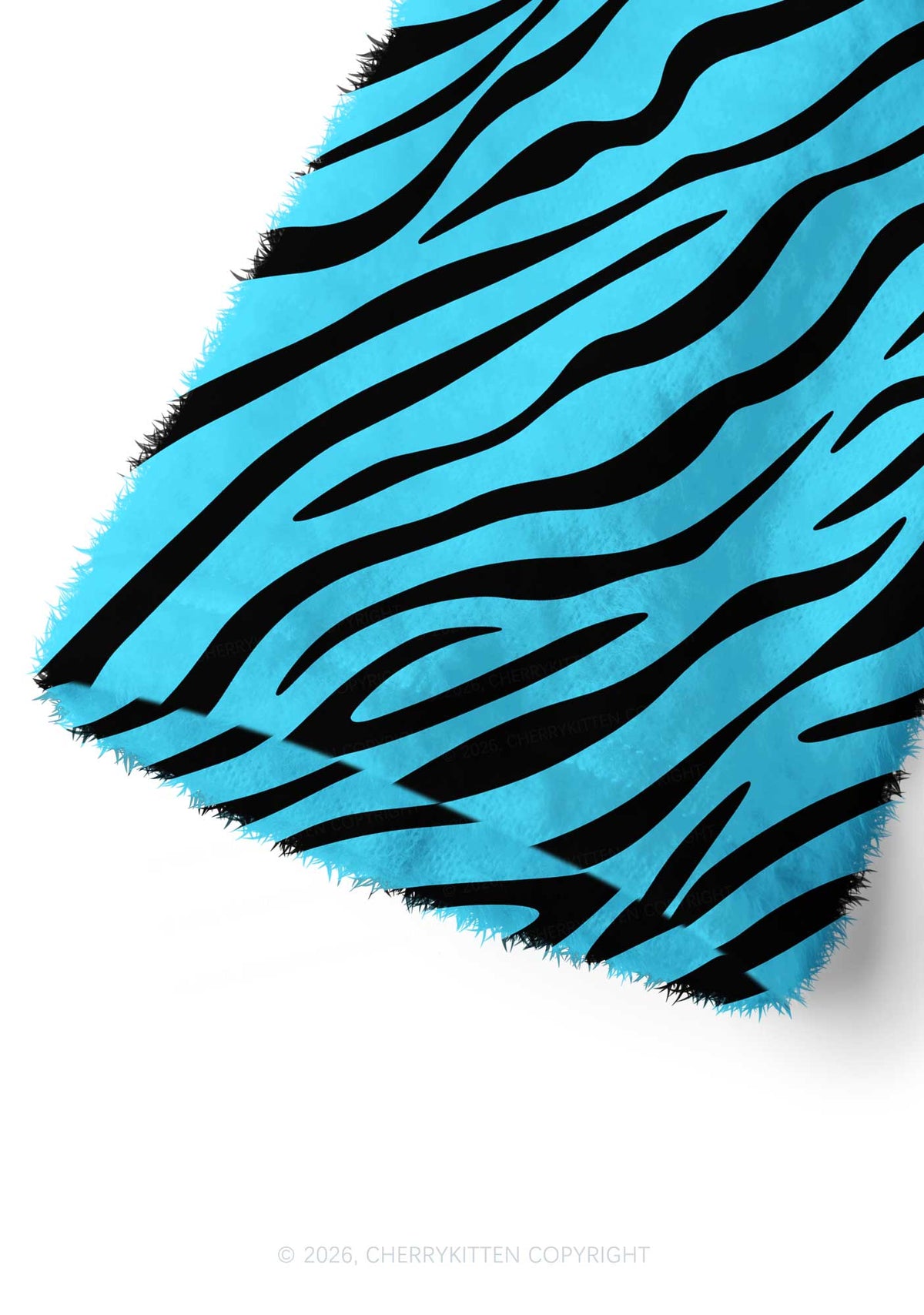Mint Blue Zebra Stripe Y2K Print Fuzzy Straight Leg Warmers Cherrykitten