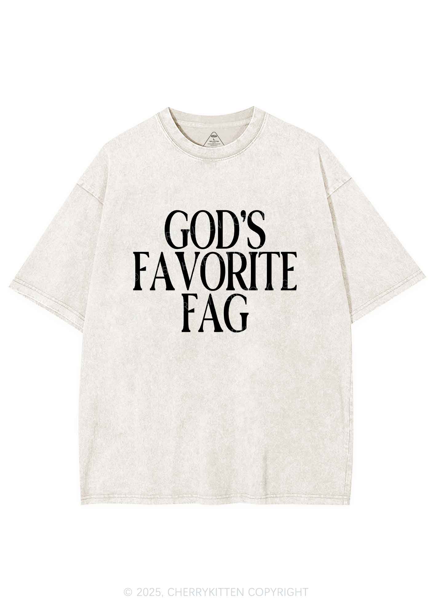 Gods Favorite Fag Pride Y2K Shirts Washed Tee Cherrykitten