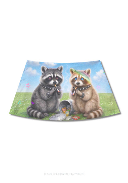 Two Punk Raccoons Smoking Y2K Print Mini Skirt Cherrykitten