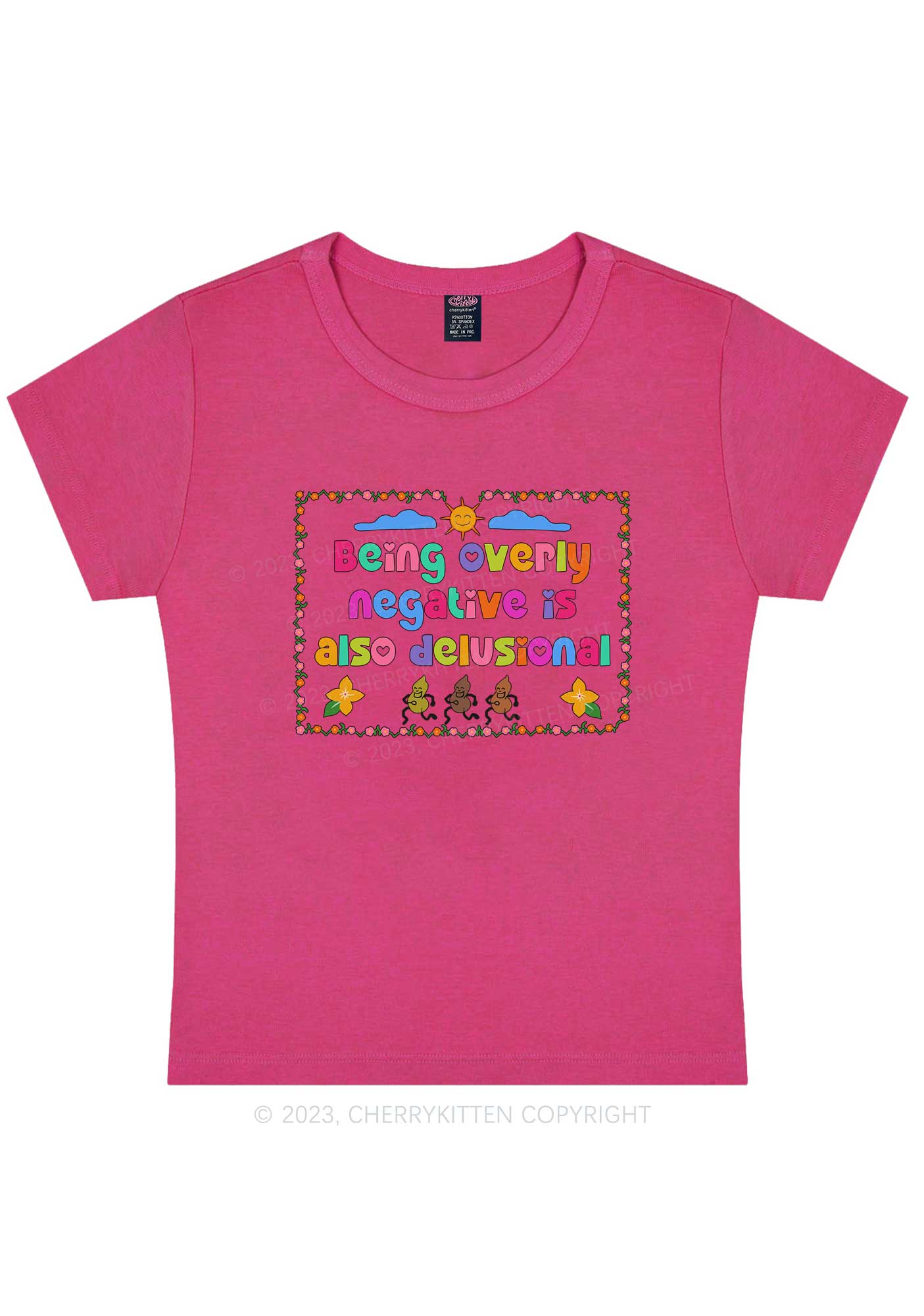 Curvy Negative Delusional Y2K Baby Tee Cherrykitten