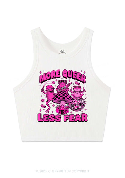 More Queer Less Fear Pride Y2K Crop Tank Top Cherrykitten