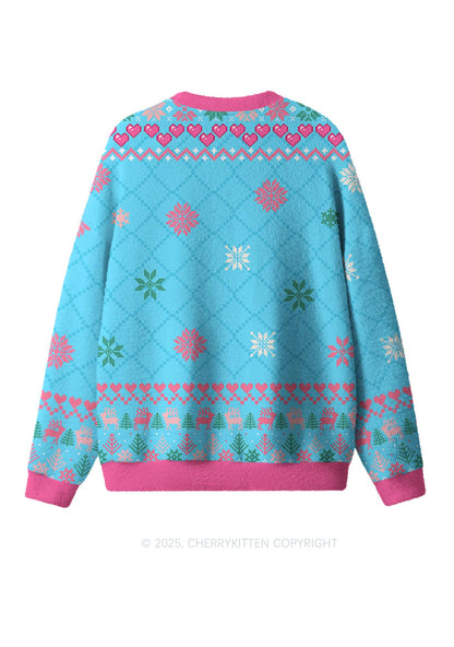 Pink Santas Y2K Christmas Knit Sweatshirt Cherrykitten