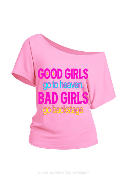 Bad Girls Go Backstage Y2K Off Shoulder Tee Cherrykitten