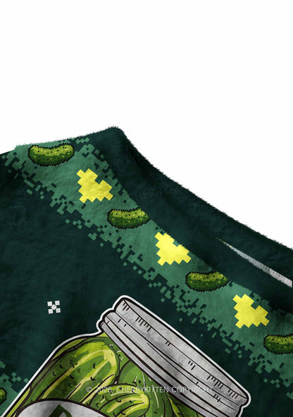 Green Pickle Slxt Y2K Off Shoulder Knit Sweatshirt Cherrykitten