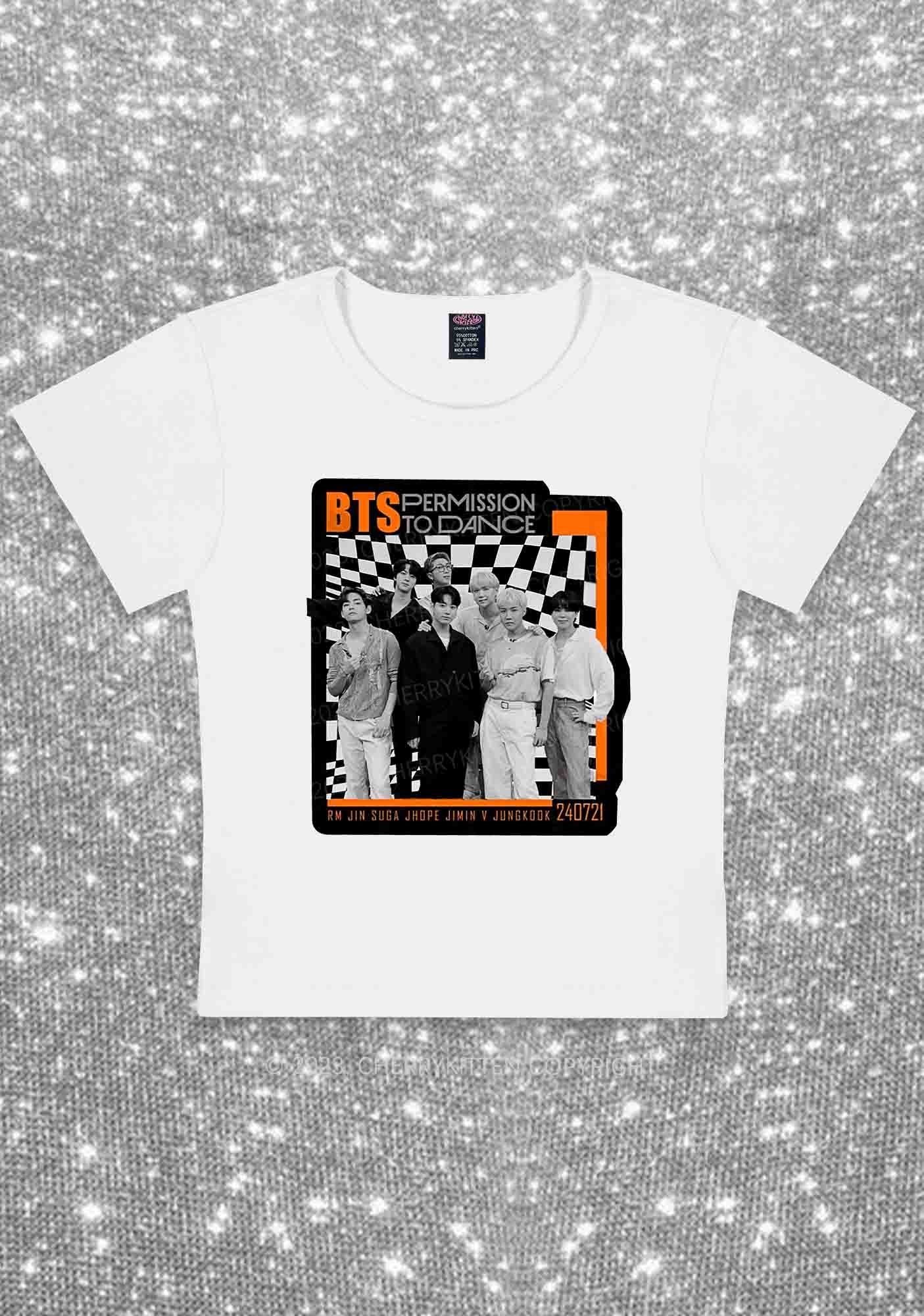 Permission To Dance Bangtan Kpop Y2K Baby Tee Cherrykitten