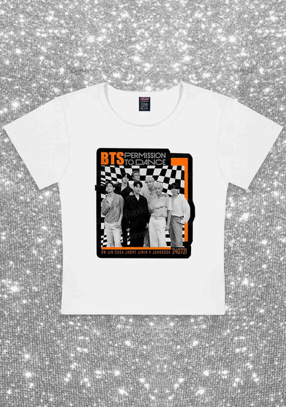 Permission To Dance Bangtan Kpop Y2K Baby Tee Cherrykitten