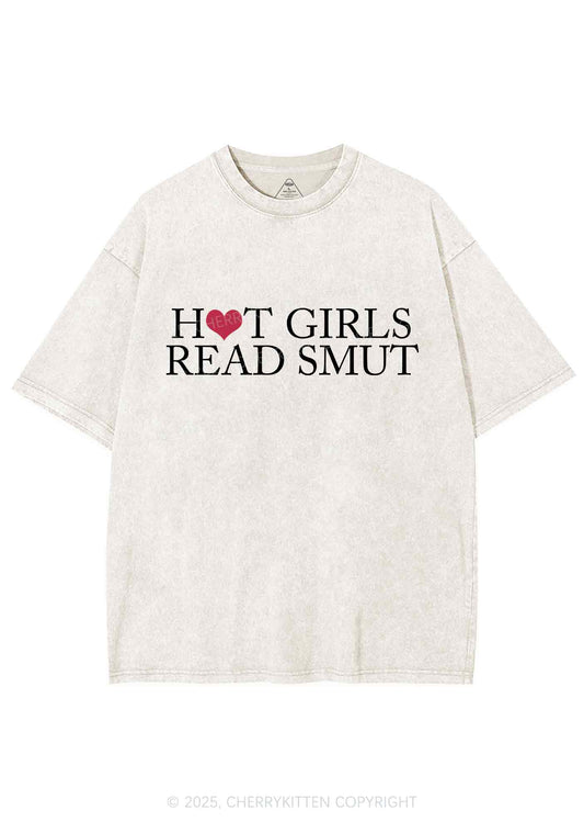 Hot Girls Read Smut Y2K Shirts Washed Tee Cherrykitten