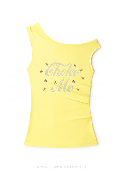 Rhinestone Choke Me Y2K Off Shoulder Tank Top Cherrykitten