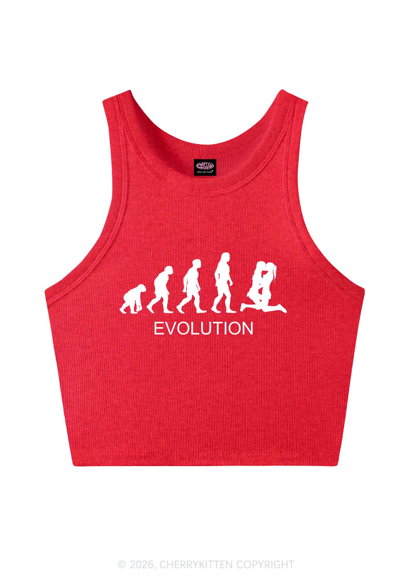 Lesbian Evolution Pride Y2K Crop Tank Top Cherrykitten