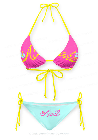 Aloha Hibiscus Y2K Print Bikini Set Cherrykitten