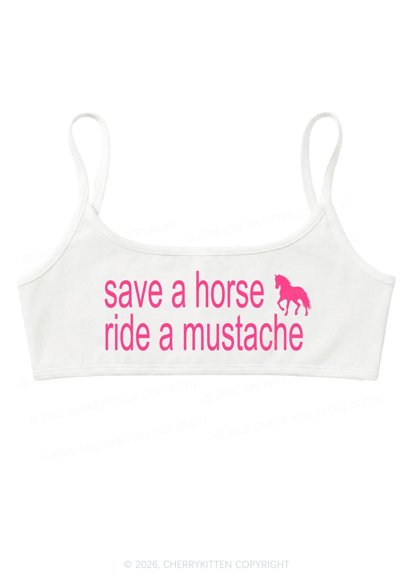 Ride A Mustache Y2K Super Crop Cami Cherrykitten
