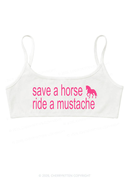Ride A Mustache Y2K Super Crop Cami Cherrykitten