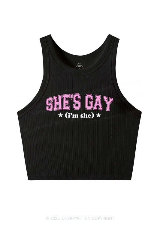 She Is Gay Y2K Crop Tank Top Cherrykitten
