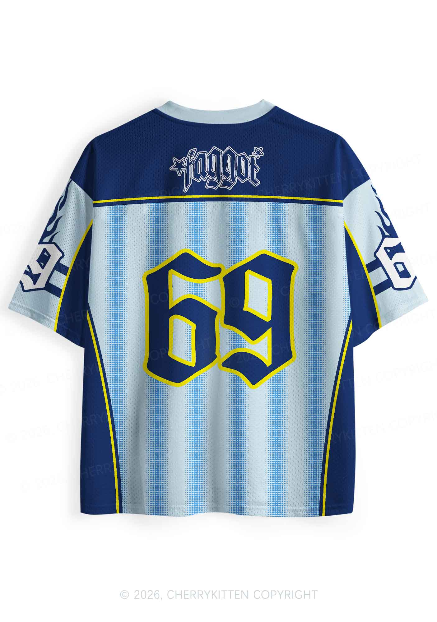 Blue Stripes Faggot Pride Y2K Sport Jersey Shirts Cherrykitten