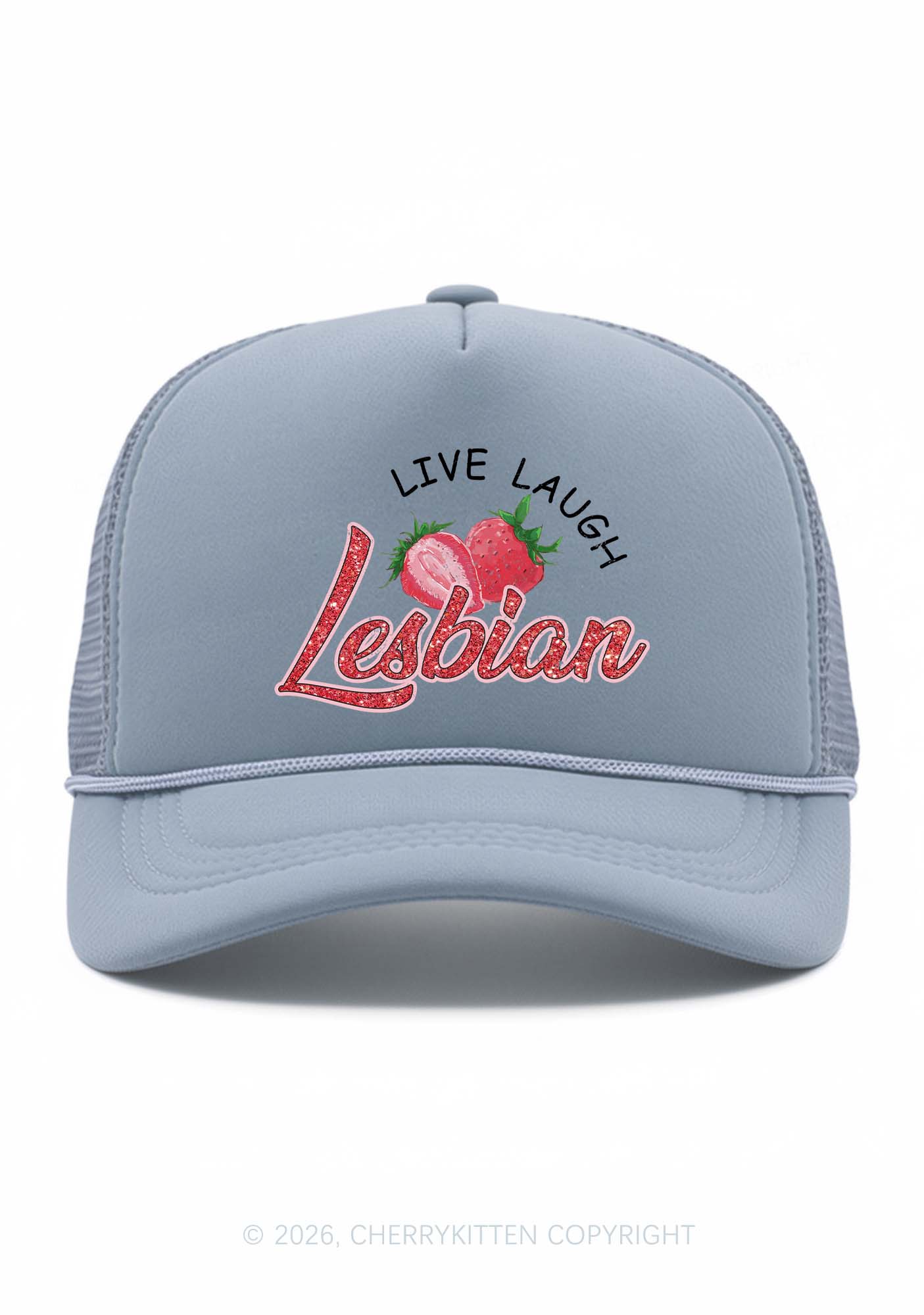 Live Laugh Lesbian Pride Y2K Trucker Hat Cherrykitten