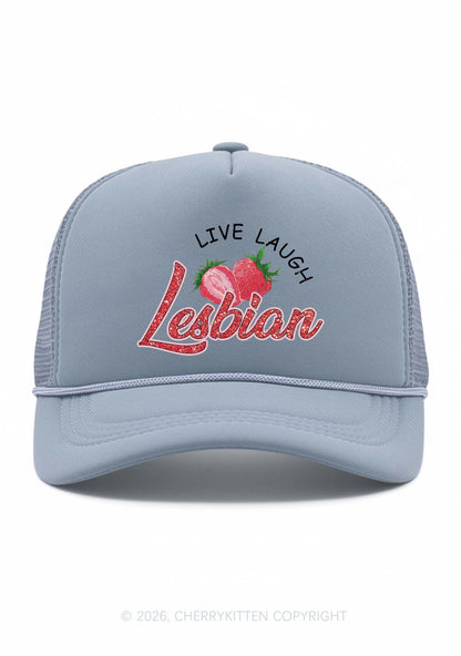 Live Laugh Lesbian Pride Y2K Trucker Hat Cherrykitten