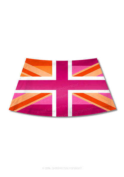 Lesbian Cross Flag Pride Y2K Print Mini Skirt Cherrykitten