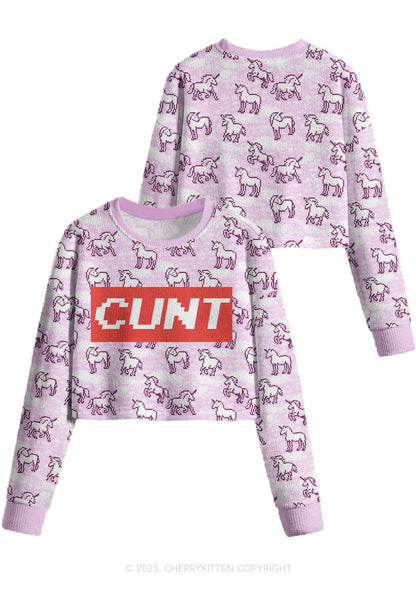 Cxxt Horse Y2K Christmas Crop Knit Sweatshirt Cherrykitten