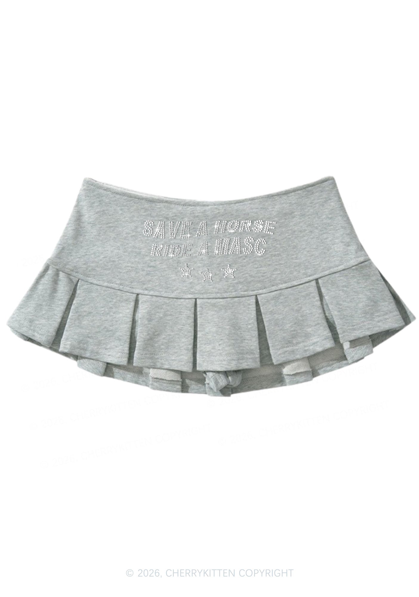 Rhinestone Ride A Masc Pride Y2K Mini Pleated Skirts Cherrykitten