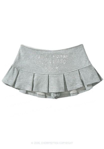 Rhinestone Ride A Masc Pride Y2K Mini Pleated Skirts Cherrykitten