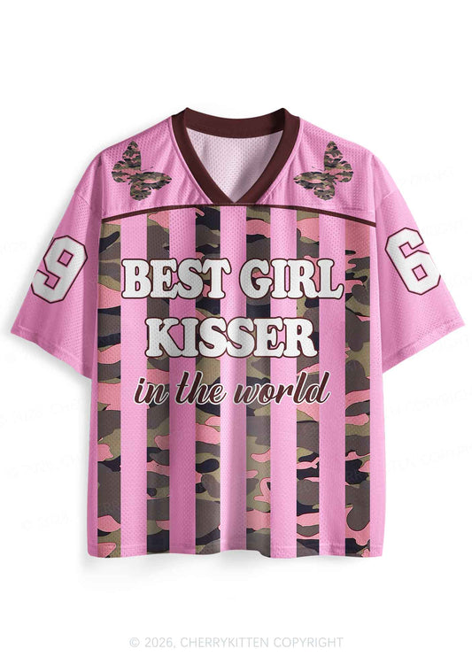 Best Girl Kisser Pink Camouflage Pride Y2K Sport Jersey Shirts Cherrykitten