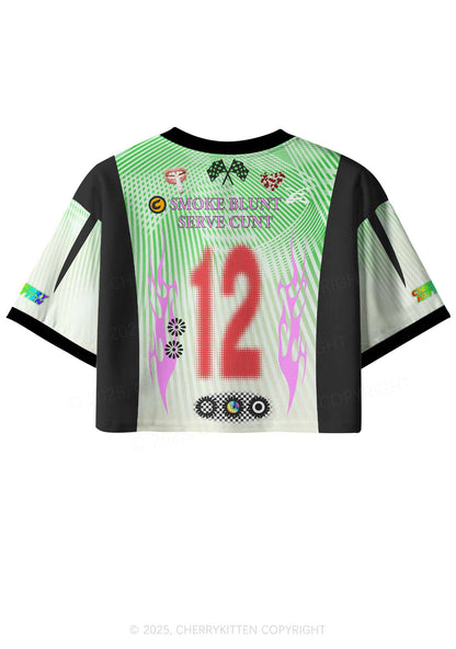 Custom Green Smoke Blunt Y2K Crop Sport Jersey Shirts Cherrykitten