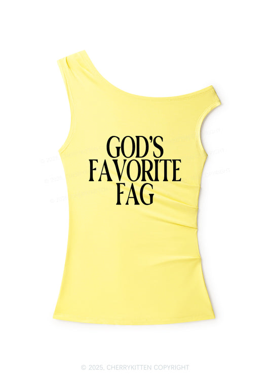 Gods Favorite Fag Pride Y2K Off Shoulder Tank Top Cherrykitten