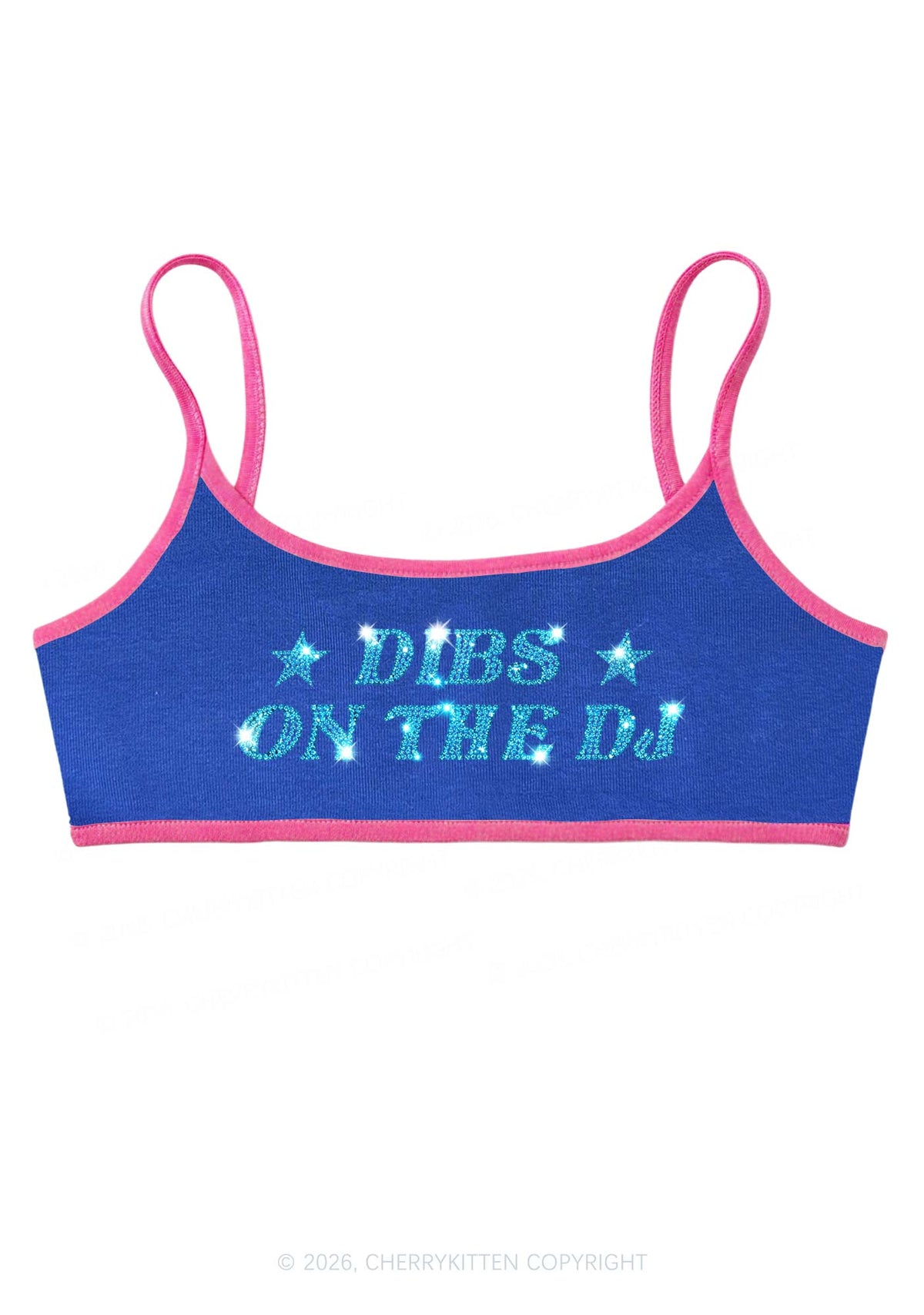 Rhinestone Dibs On The Dj Y2K Super Crop Cami Cherrykitten