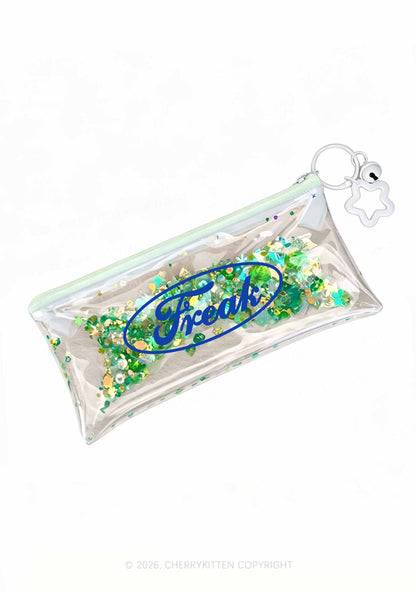 Oval Freak Y2K Quicksand Transparent Pencil Pouch Cherrykitten